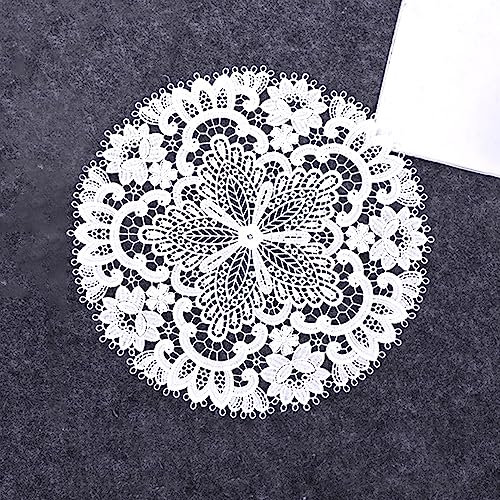 Wambere 2 Stück 26 cm Tischset aus Spitze,Spitzendeckchen Häkeldeckchen Tischdeck,Spitze Runde Stickerei Tisch Tischset,Handarbeit Geklöppelt Spitzendeckchen Placemat,für Küche, Esszimmer,Weiss