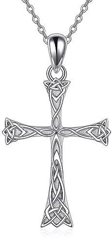 YAFEINI Keltisch Kreuz Kette 925 Sterling Silber Keltischer Knoten Anhänger Kreuz Schmuck Geschenke für Damen Herren