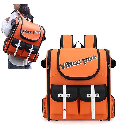 PETCUTE Haustier Rucksäcke,Großer Tragbarer Hunderucksack&Katzenrucksack mit Sicherheitsleine,Atmungsaktive Faltbarer Haustier Reiserucksack mit Herausnehmbarer Matte,Geeignet für Katzen und Hunde