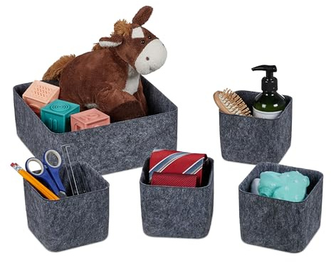 Relaxdays Schubladen Organizer, 5-teiliger Schrankorganizer, grau | für Kleiderschrank