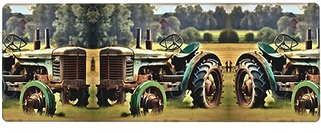 Old Traktor Foto Bauernhof Durable Polyester Schreibtischunterlage 80 cm x 30 cm, Büro Mauspad, Tastatur-Pad, maschinenwaschbar