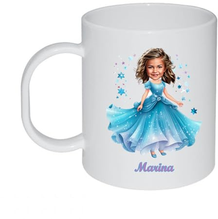Kembilove Taza plástico infantil personalizada Caricatura – Taza niña plástico – Vasos plástico niños personalizados – Taza plástico – Taza infantil (Princesa)