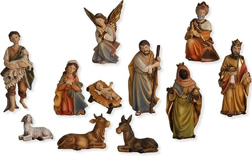FADEDA 11 figuras de belén San Marcos/altura: 20 cm, pintadas a mano, figuras de belén detalladas, decoración de mesa de Navidad, accesorios para belén