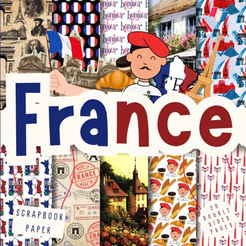 France scrapbook paper, 8.5x8.5, 10 Designs, 20 Double-Sided Sheets: Travel Scrapbooking Paper for Junk Journals, Decorative craft Paper for Gift, ... & Mixed Media, Origami, Collage & Card Making