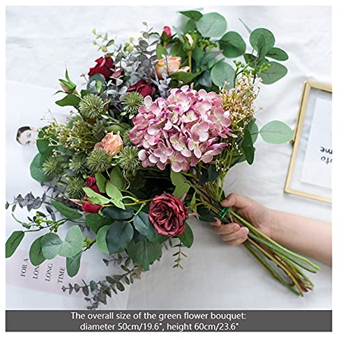 SaVgu Kunstblumen Künstliches Blumenset, Kunststoffrosen und graue Glasvasen, Blumensträuße, Blumenarrangements, Heimhochzeiten, Büro- und Hoteldekoration (Farbe: A+Vase) (A+Vase) (C) Hallo