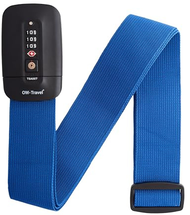 OW-Travel Correas de Equipaje Personalizadas con candados para Maletas (1 Pieza) Correa de Equipaje TSA Fáciles de Ubicar con Etiquetas para el Equipaje. Cintas Maleta TSA (Azul Oscuro)