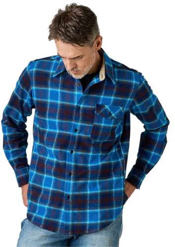 LAPASA Chemise Flanelle Homme 100% Coton Manches Longues Chemise de Bûcheron à Carreaux Douce & Confortable M138 Bleu Marine & Bleu M