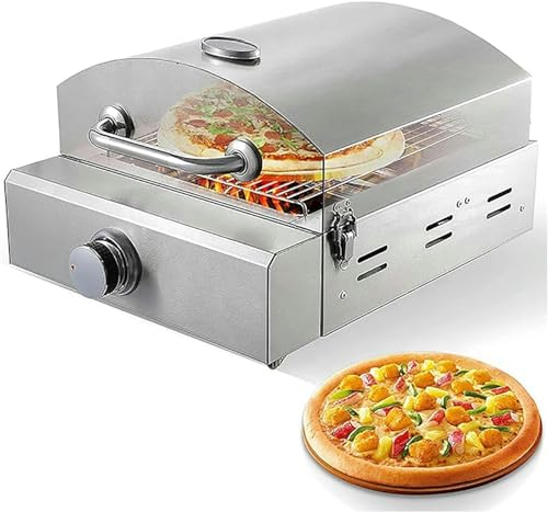 XENITE Four À Pizza Dextérieur 25,4 Cm, Four À Pizza De Table en Acier Inoxydable, Au Gaz Propane, avec Pierre De Cuisson Et Étagère, Four Grille-Pain À Tiroir À Pizza pour Restaurant