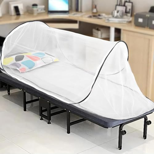 Moskitonetz Outdoor Reise Pop Up Mückennetz Faltbar Leicht Klein Moskitonetze Einzelbett Camping Moskitozelt ohne Aufhängung Mosquito Netz 90x200 Mückenschutz Zelt für Erwachsene Kinder Baby (Schwarz)