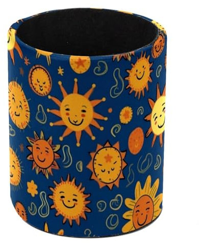 Suns Pattern Desk Pen Holder, Pencil Pen Desk Organizers, Pencil Holder Pencil Case Cup Pencil Bag for Desk Office Pen Case for School, Kids