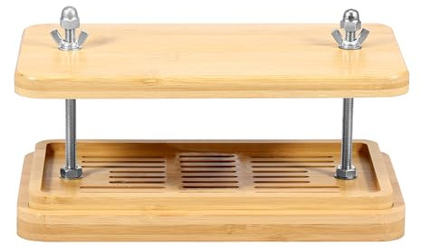 Presse à tofu en bambou avec plateau d'égouttement et passoire centrale, presse à tofu sûre, égouttoir à tofu pratique, réutilisable, presse à tofu efficace, kit de moule pour faire du tofu maison, du