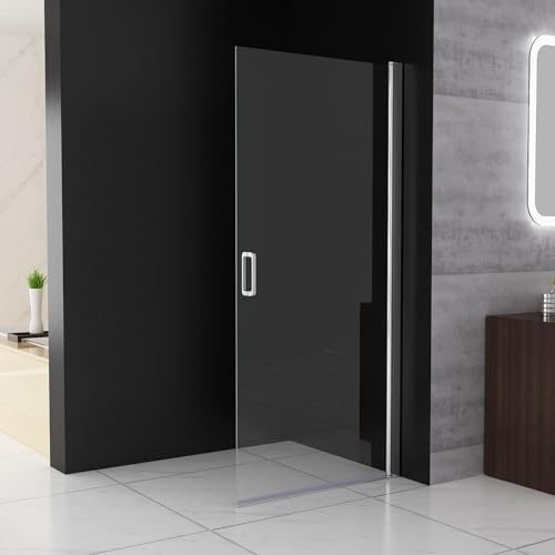 MIQU Duschwand Schwingtür 80x197 cm Walk in Dusche Pendeltüren Duschabtrennung mit 360° Drehtür Duschkabine Nischentür 6mm NANO Sicherheitsglas Duschtrennwand ohne Duschwanne