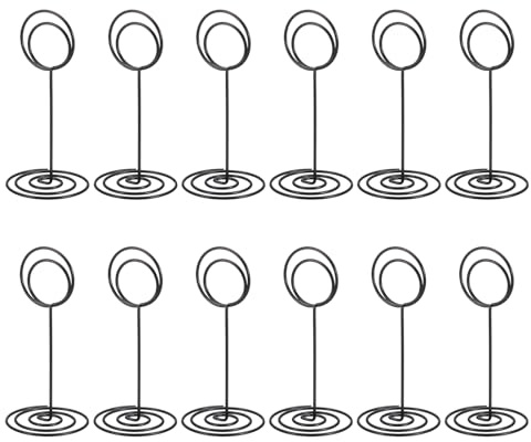 PATIKIL Porte-Cartes de Place, 12 Paquets 3,3 Pouces de Haut Support de Clip de Mémo en Métal avec Pince Ronde Porte-Cartes de Table pour Photos, Notes, Cartes de Nourriture, Noir