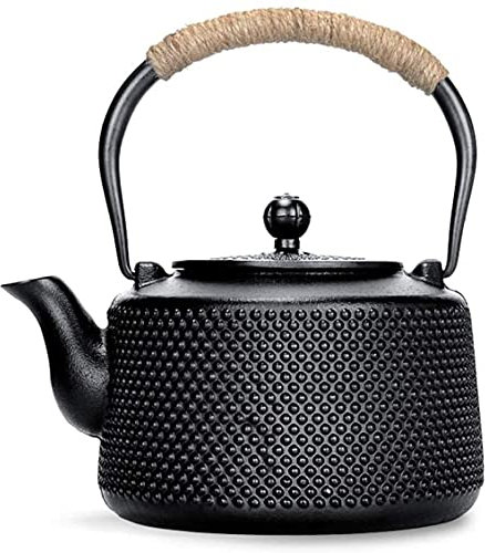 YXUANYZNB Tetera de hierro fundido, tetera negra con infusor de malla de acero inoxidable, estilo japonés, 1,5 L, tetera doméstica, para casa de té, restaurante, hotel