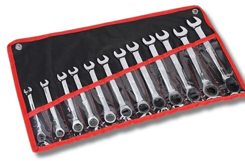 AC Tools Juego de 12 Llaves Fijas Combinadas con Carraca (8-19 mm): Calidad Profesional para Uso Diario
