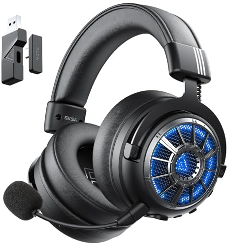 EKSA E5000BT Wireless Gaming Headset for PS5, PC, PS4, Mac, Switch, 2.4GHz USB & Type-C Gaming Headphones with Bluetooth 5.3, 7.1 Surround Sound, Detachable Noise Canceling Microphone