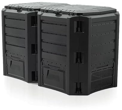 Modular Garden Composter Bin Thermal Organic Fertilizer Compost System, Multiple Models Available for Efficient Outdoor Composting, Black Plastic, 800 Litres Composter