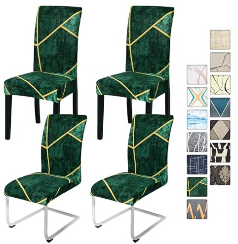 Alishomtll Stretch Stuhlbezug 4er/6er Set Grün Stuhlhussen Schwingstuhl Elastische Stuhlhussen Abnehmbarer Waschbarer Esszimmerstühle Bezüge für Restaurant Hotel Bankett (Grün, 4 Stück)