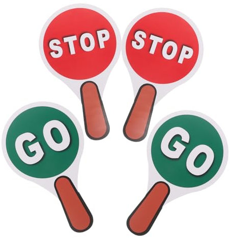 KOMBIUDA 2satz Handheld Stoppschild Doppelseitige Pvc-sicherheitsschilder Rot Und Grün Für Verkehrsunterricht Teiliges