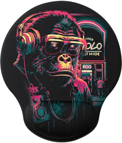 La Hormiga Molona Gaming-Mauspad, Schreibtisch, Handgelenkstütze, weiche Oberfläche und rutschfeste Unterseite, ideal für Gamer, kompatibel mit optischen Mäusen und Lasern, Mauspad, Gorilla-Design