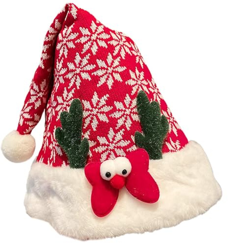 Weihnachtsmütze Erwachsene,Weihnachtsmannmütze | Weihnachtsmütze Niedliche rote Weihnachtsmütze,Holiday Decor Unisex Hirschgeweih Weihnachtsmann Weihnachtstuch für Damen und Herren