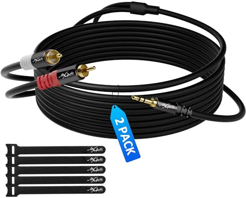 Mygatti Klinke 3,5mm auf Cinch Kabel 2 Meter/2er-Pack,2 RCA Stecker auf Aux Stereo Audioadapter,Aux-Cinch Y Splitterkabel,eschirmtes 1/8 auf 2 Cinch Kabel,für Kopfhörer, MP3, Lautsprecher,und mehr