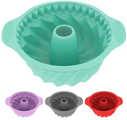 Moldes Silicona Reposteria Redondo1Pcs | Molde Silicona Bizcocho Horno | Molde Bizcocho Freidora de Aire | Molde BIZCOCHO Agujero | Moldes Pastel y Tarta | MOLDES Desmontable 24x11cm (Turquesa)