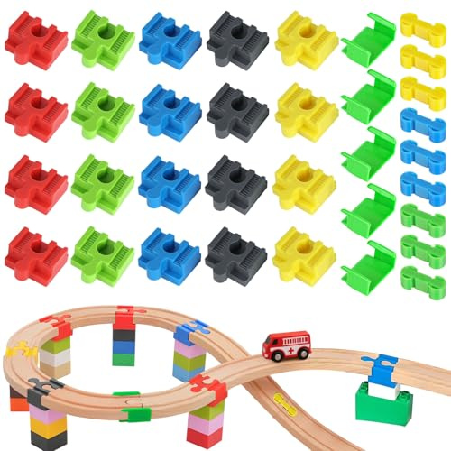 34 Stück Holzeisenbahn Schienen Adapter, Universal, Kunststoff | Schienenverbinder, Eisenbahn Spielzeug Zubehör, für Kinder im Alter Von 3-14
