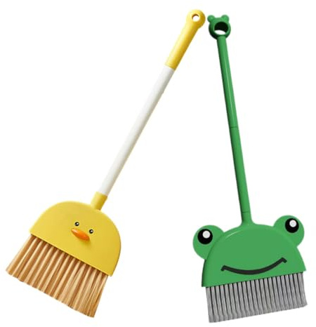 2pcs Children Small Cleaning Broom Cartoon Long Handle Broom | Pp Pet Build, Lightweight Compact Design, Safe for Kids and Toddler Use