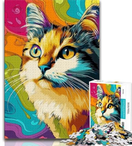 Puzzle 1000 Teile für Erwachsene Fantasy Cat Teenager-Puzzles Quizspiel Wanddekoration Einzigartige Geburtstags 75x50cm