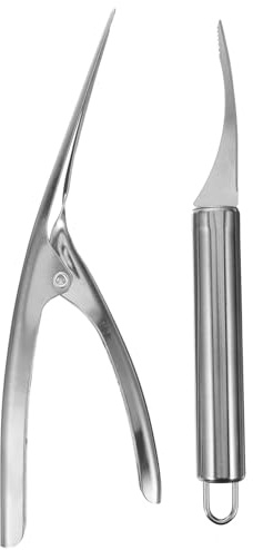 Angoily Set 2 Pezzi Sbucciatori per Gamberi in Acciaio Resistente Pulitore Domestico con Pinza Ergonomica Attrezzo Portatile per Rimuovere Filo e Guscio Utensile Cucina per Casa