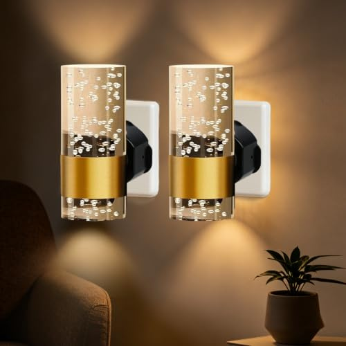 LED Night Light Plug in Wall, Plug in Night Light with Dusk-to-Dawn Sensor,3000K/4000K/5000K Adjustable Color Temperature, 3 Brightness Levels Acrylic Nightlight for Hallway, Bedroom, Kitchen (2PCS)