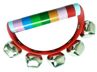 ICDKOYK Tambourin Miniature Amusant, Instrument de Percussion à Main, Doux et ludique pour Les Enfants. Tambourin en Bois pour Un Exercice et Un développement de la motricité Fine et la pensée.