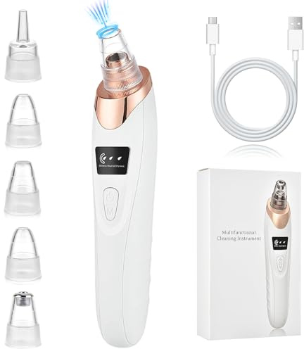 Electric Blackhead Remover Vacuum, Pore Vacuum 3 Suction Power Modes | 5 Suction Heads for Deep Cleansing, Rechargeable Black Head Remover for Face, Removes Acne Pimple Whitehead Extractor