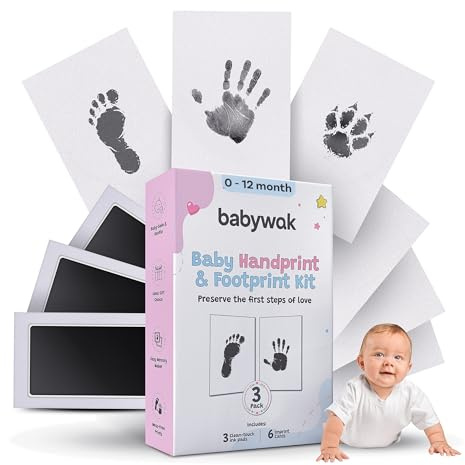 Baby Fotavtryckssats - Clean Touch bläckstämpel, säker och kontaktfri - souvenir för födelse, baby shower, fotavtryck för nyfödd hand och fot (0–12 månader)