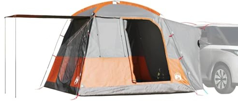 Biltält för 4 personer, grått och orange, vattentätt campingtält med e-anslutning, polyester med PU-beläggning, 314 x 314 x 240 cm, lätt tält för utomhusbruk, camping och festivaler