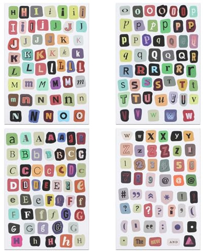 200 Stück Selbstklebende Buchstaben Aufkleber, Vintage Letter Sticker Klebebuchstaben Wetterfest Alphabet Aufkleber für Scrapbooking Journal Fotoalbum