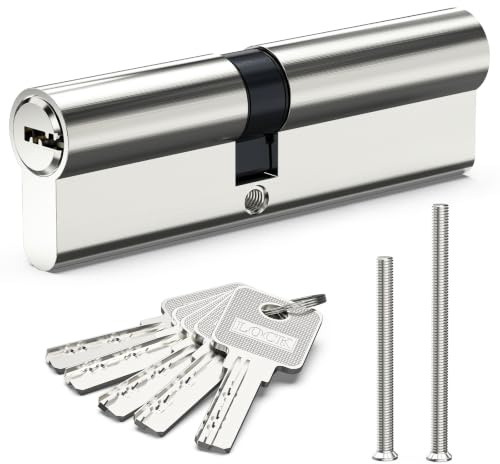 Euro Cylinder Lock 45/55, 100mm Euro Door Barrel Lock with 5 Keys | Solid Brass Core, High Security for UPVC, Wooden, Composite Doors Replacement Profile, 2 Fixing Screws & Tin Storage Box