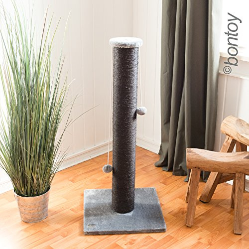 Bontoy Kratzstamm Paul I 40 x 40 x 90 cm I Stabiler Stand I mit Zwei Spielbällen I Kratzen I Spielen