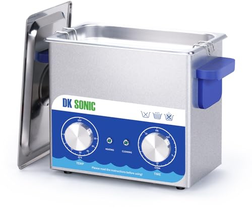 DK SONIC Limpiador Ultrasónico, Limpiador Ultrasónico de Joyas de Acero Inoxidable de 3L 120W con Calentador y Temporizador Mecánico para Lmpiar Joyas, Anteojos, Monedas (Cesta Incluida)