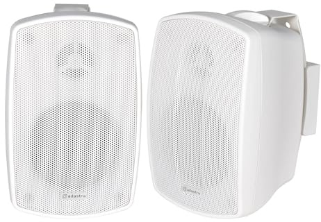 Adastra Weather Resistant Indoor and Outdoor Full Range Speakers Supplied in Pairs, Patio Music, Garden Speakers, Kitchen or Bathroom Audio 140W 6.5 White