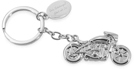 ZWEN Motorrad Schlüsselanhänger Schutzengel-Gravur + Schutzengelkarte | Motorrad Glücksbringer silber in Geschenkbox - glänzend als Talisman für Motorradfahrer & Geschenk zum Führerschein