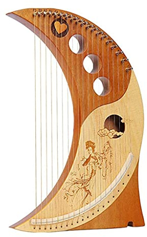 19 String Lyre Harp, Wooden Lyre Harp, Mahogany Wood Stringhumanized Design of the Moon Harps with Tuning Key/Instruction Manual for Beginners/Kids for Music Lovers, Children and Adults