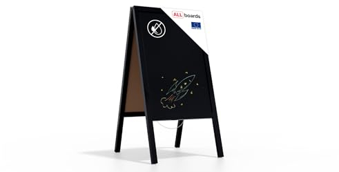 ALLboards Lavagna Nera da Gesso con Cavalletto 118x61cm COLORE NERO