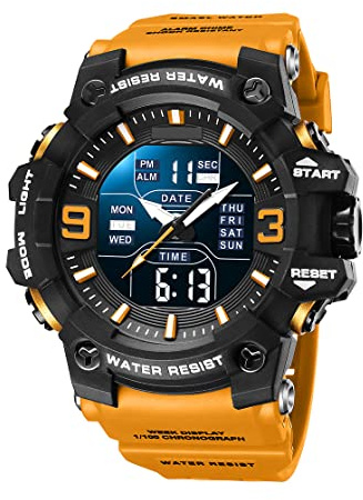 findtime Montre de sport tactique militaire pour homme - Étanche - Montre numérique robuste avec rétroéclairage LED - Alarme et chronomètre | Montre robuste avec rétroéclairage LED et chronomètre