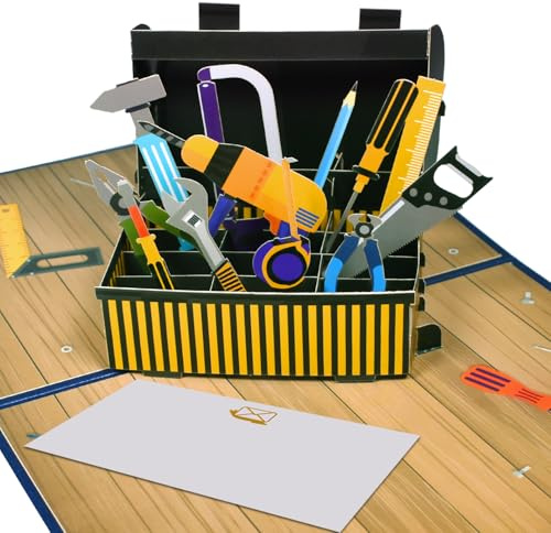 Magic Ants 3D Pop-Up Werkzeugkasten Karte, Handwerker Geburtstagskarte, Einzigartige Pop-Up Karte für Vater, Ehemann, DIY-Fans, Handwerker, Valentinstag, Vatertag, Geburtstagskarte mit Werkzeugen