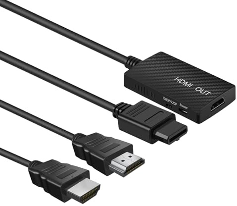 TNP N64 Adaptateur HDMI pour Gamecube Adaptateur HDMI Convertisseur Link Cable Compatible avec Nintendo N64, SNES et SFC Consoles de jeux pour TV HD, moniteurs et projecteurs