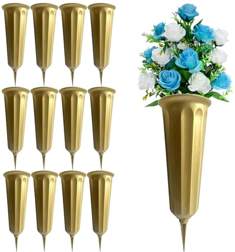 Cemetery Vases for Grave Flower Holder for Cemetery Plastic Cemetery Vases with Spikes 12 Pack Memorial Flower Vase Cemetery Decorations for Grave Decorations