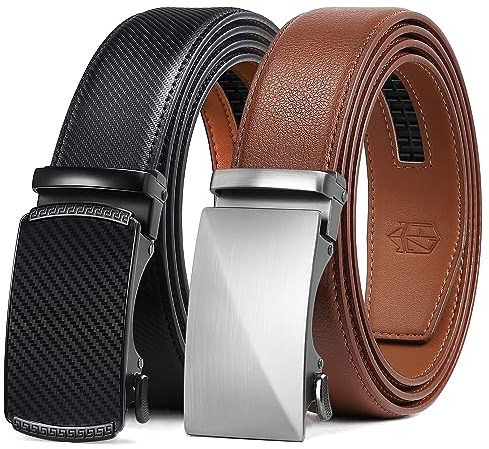 Zitahli Leather Ratchet Belt for Men - 2 Pack Mens belt,Customizable Fit