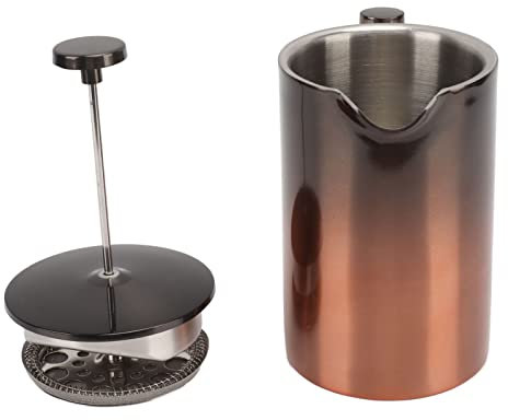 Airshi Cafetera de Prensa Francesa, Prensa de té, sin Corrosión, Multifuncional, Calentada, Doble Pared, Acero Inoxidable 304 para Barra (800ml)